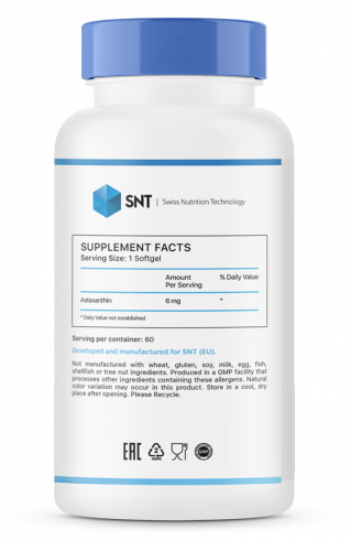 SNT Astaxanthin, Астаксантин, 60 капсул