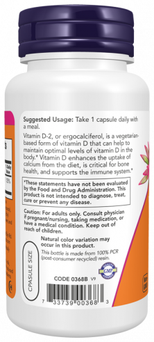 NOW Вегетарианский Витамин D в сухой форме 1000 МЕ, 120 капсул