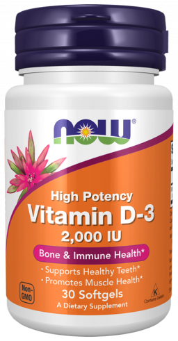 NOW High Potency Vitamin D-3 2000 IU, Высокоэффективный витамин Д-3 2000 МЕ, 30 капсул