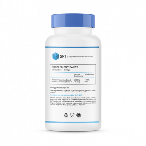 SNT Vitamin D3+K2, Витамин Д3+К2, 90 капсул