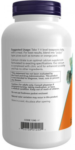 NOW Calcium Citrate Powder, Кальций Цитрат Порошок, 227 гр