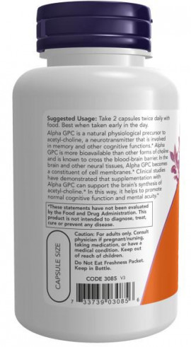 NOW Alpha GPC, Альфа Глицерилфосфорилхолин, 60 вег.капс