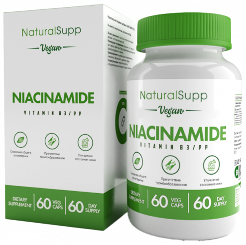Natural Supp Niacinamide, Никотинамид, 60 капсул