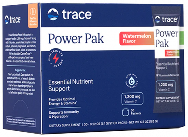 Trace Minerals Research PowerPak 1200 mg vitamin C + vitamins/minerals, Ресёрч ПауэрПак 1200 мг витамин С + витамины/минералы, 30 пак