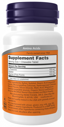 NOW L-Theanine 100 mg, L-Теанин 100 мг, 90 таблеток