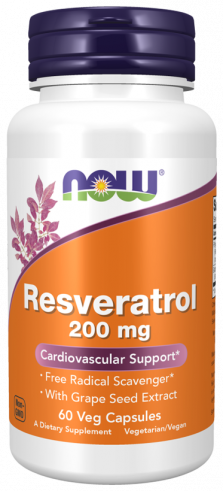 NOW Natural Resveratrol, Натуральный Ресвератрол, 60 капсул