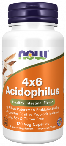 NOW Acidophilus 4х6, Ацидофилус 4х6, 120 капсул
