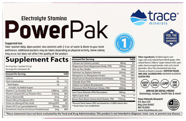 Trace Minerals Research PowerPak 1200 mg vitamin C + vitamins/minerals, Ресёрч ПауэрПак 1200 мг витамин С + витамины/минералы, 30 пак